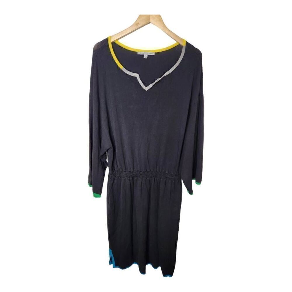 Adrienne Vittadini black sweater dress color trim size XL